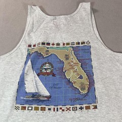 Vintage Panama Jack Shirt Mens XL Gray Florida Map Sailboat Nautical Tank Top