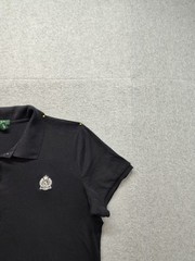 Lauren Ralph Lauren Men Polo Shirt XL Black Short Sleeve Crest Logo Button Front