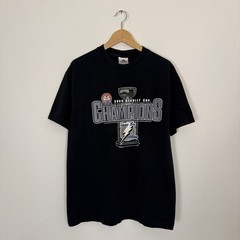 Vintage Y2K Tampa Bay Lightning Stanley Cup Champions NHL Hockey Tee Shirt Black