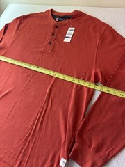 NWT Chaps Henley Thermal Shirt Mens XXL Orange Waffle Knit Casual Preppy Travel