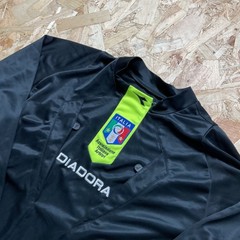 Vintage Diadora Italy Football Shirt Referee Long Sleeve Jersey Black Medium