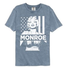 Marilyn Monroe Icon T-Shirt American Flag Background Blue Jean SM – 2XL