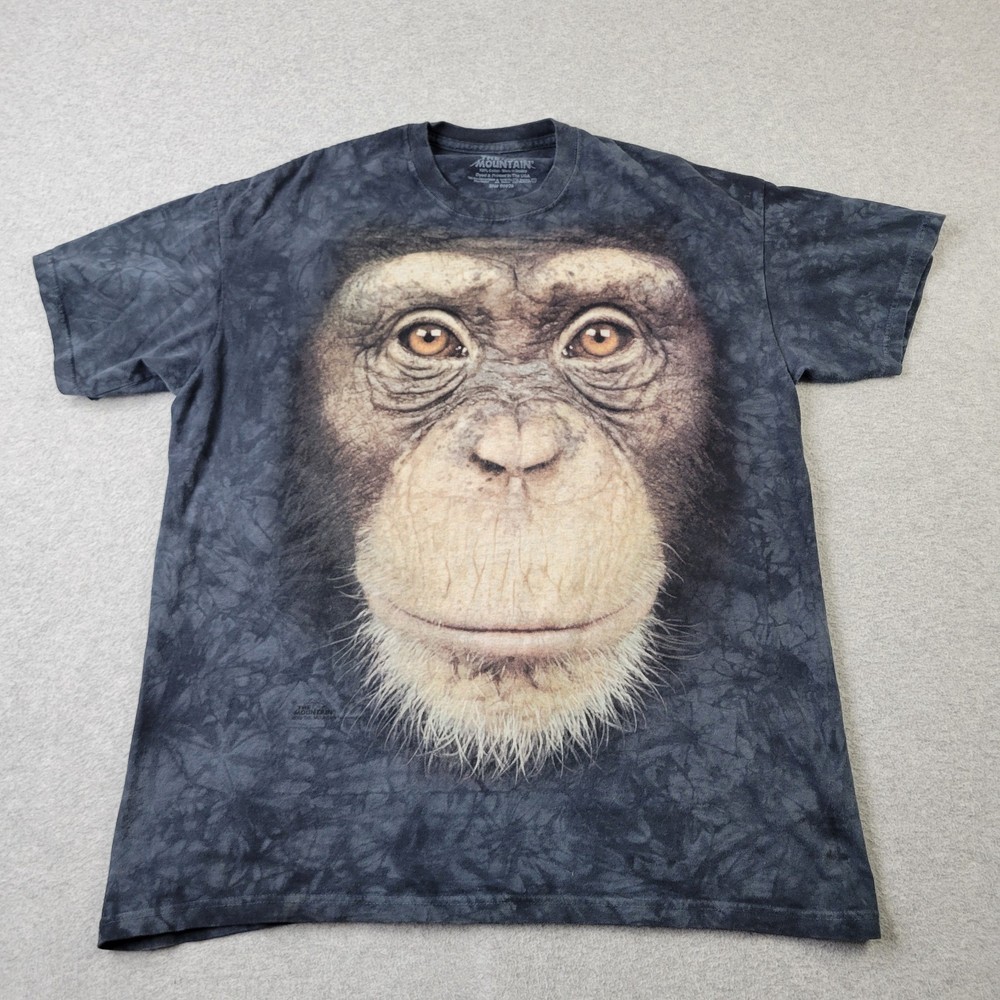 The Mountain Monkey Shirt Mens XL Black Big Chimp Giant Face Primate Tie Dye