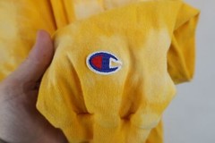 Vintage 90s Champion Mens Large Spell Out Acid Wash Long Sleeve T-Shirt Yellow
