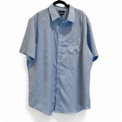 Croft & Barrow Mens XL Light Blue Grid Short Sleeve Easy Care Button Down Shirt