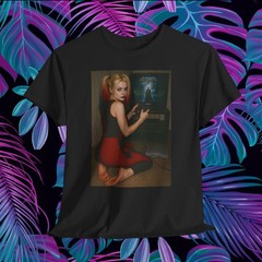 Harley Quinn Playing Batman Arkham Asylum Retro Gaming T-Shirt Y2K Style