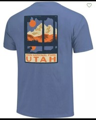 NWT Comfort Colors Men’s Zion National Park Tee 2XL Washed Denim Through Woods