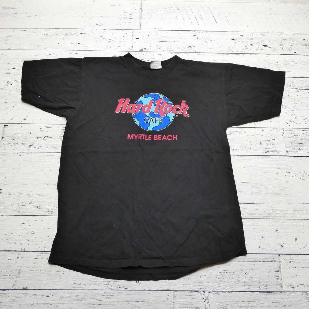 Vintage Hard Rock Cafe Shirt Mens Large Black Myrtle Beach Made USA 90s Tee