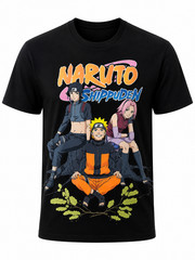Naruto Shippuden Oversize Black T-Shirt Sasuke Sakura Short Sleeve Unisex