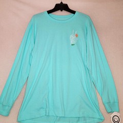 NEFF SKELETON SHIRT MENS XL GREEN BLUE LONG SLEEVE PUSHING UP DAISIES NWT