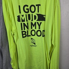 Safety Yellow Long Sleeve T Shirt I Got Mud In My Blood & Gret Nustar TShirt XL