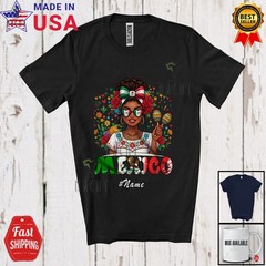 Custom Name Mexico; Independence Day Women Mexican Flag Flowers Sombrero Shirt
