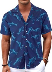 Men’s Hawaiian Shirt Tropical Floral Short Sleeve Button Down Casual Beachwear