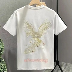 Men’s Phoenix Embroidery Short Sleeve T-Shirt Summer Breathable Casual Tee