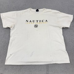 Nautica Jeans Shirt Mens XL VTG White Logo Graphic