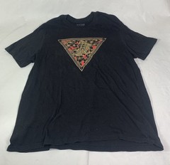 Guess LOS ANGELES Black Gold Foil Triangle Logo Graphic T-Shirt XXL