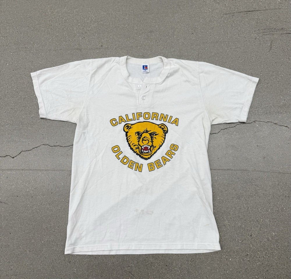 Vintage 80’s UC Berkeley Cal Golden Bears Henley Graphic T-shirt Men’s M White