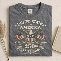 USA 250th Anniversary T-Shirt 4th of July Patriotic Flag Vintage Tee Gift