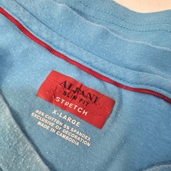 Alfani Men’s Blue Solid Cotton/Spandex Knit Stretch Slim Fit V-Neck Tee XL