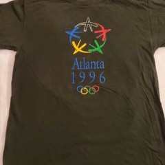 Vintage 90s XL Atlanta 1996 Olympics Games Art Logo T Shirt Sports Ringer Salem