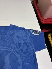 Untamed Lion Shirt XL Blue Y2K Grunge AOP Skater Streetwear Cyberpunk MMA Tapout