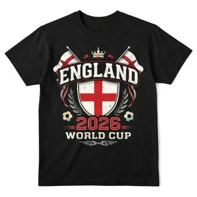 England World Cup 2026 Football Fan T Shirt English Soccer Graphic Tee S to 5XL