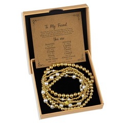 Gold Beaded Bracelet Set with Pearls, Bride to Be Jewelry, Bachelorette Party…