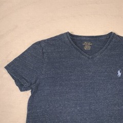 Polo Ralph Lauren Shirt Mens Medium Blue Custom Slim Fit V Neck Soft Cotton