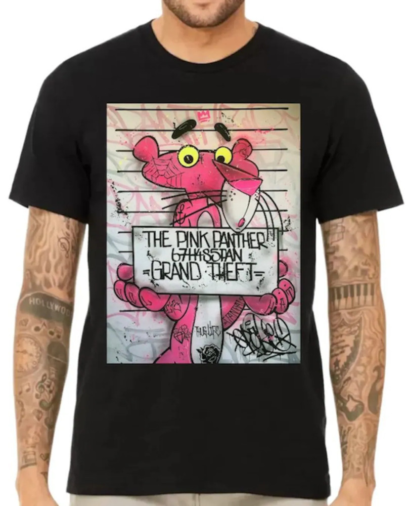Men’s The Pink Panther Happy Face T-Shirt BLACK UM459