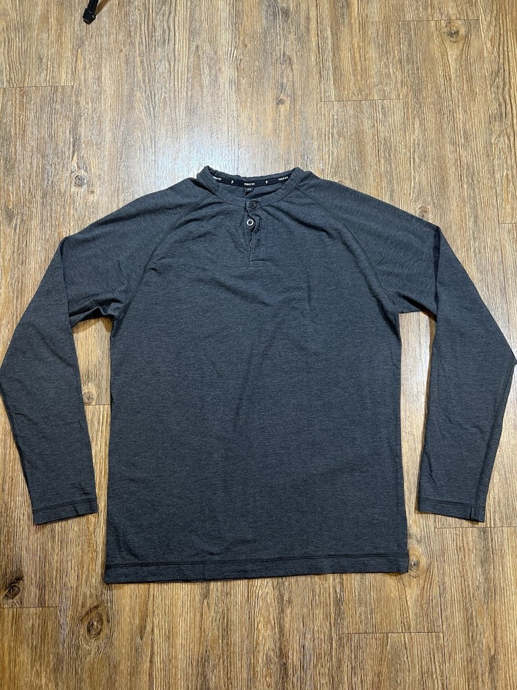 Public Rec Henley Shirt Mens Medium Gray Long Sleeve Pima Cotton Stretch