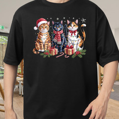 Meowy Christmas Shirt, Cat Christmas tshirt, Cat Lover Xmas T-Shirt
