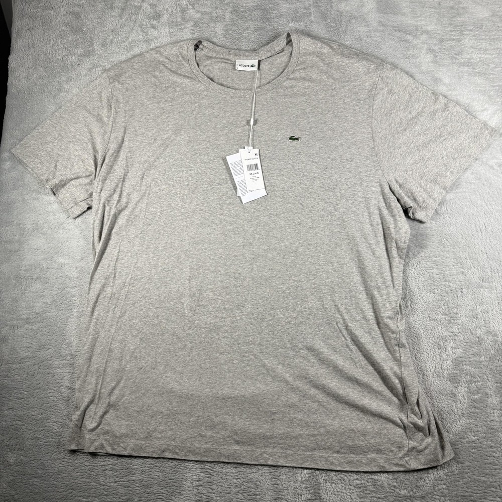 Lacoste Shirt Mens 3XLB Gray Pima Cotton Crewneck Croc Short Sleeve NWOT Big