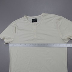 Cuts Clothing Split Hem Short Sleeve Tee Henley Stretch Beige Slim Fit