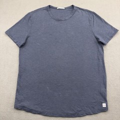 Marine Layer Saddle Hem Jersey T-Shirt Mens M Navy Blue Striped Summer Comfort