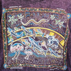 Vintage Gooses Aboriginal Art Animal Australia T-Shirt Cotton Acid-Purple Sz.M