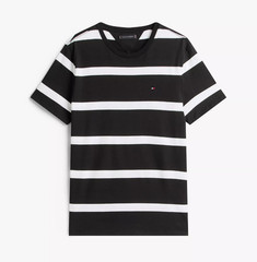 Tommy Hilfiger Men’s Regular Fit Rugby Stripe Cotton Jersey Crewneck T-Shirt Tee