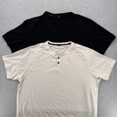 Public Rec V Neck Tee & Henley Shirt Lot Men XXL Black White Stretch Casual