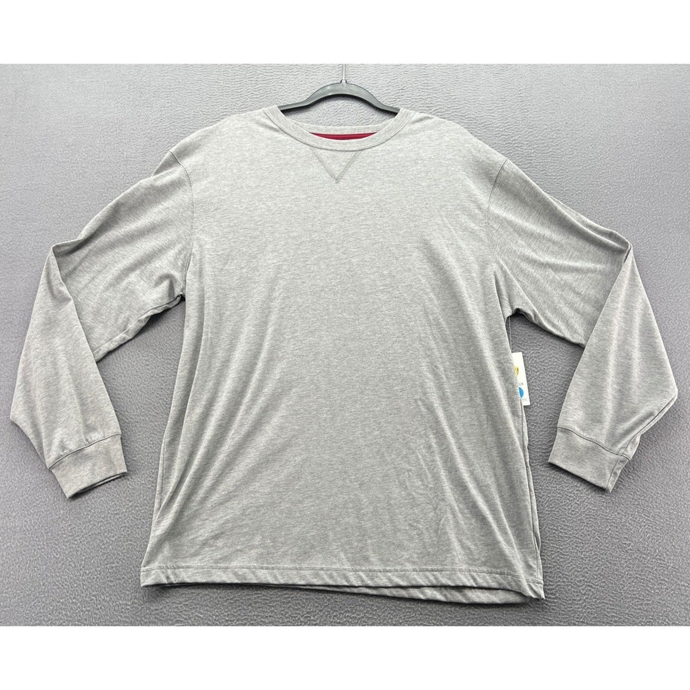 Cremieux Loungewear Shirt Mens Large Gray Long Sleeve Tee Crewneck V-Stitch NWT