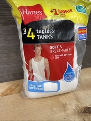 Hanes Men’s Tagless Tanks 4 Pack Size XL New