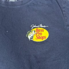 Bass Pro Shop Shirt Mens Large Black Yellow Johhny Morris Short Sleeve Outdoorss