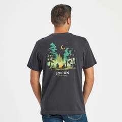 Life Is Good SS Shirt Crusher Tee LOG ON CAMPFIRE Camp Music Chest43in Mens M