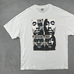 Vtg Alstyle Y2K Mens 2XL White T Shirt Tupac Notorious BIG Portrait Art Rap Tee