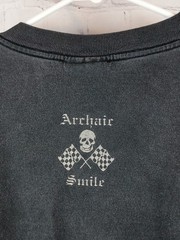 Vintage Archaic Smile Blue Flames Black Long Sleeve T-shirt Made In USA, Sz. XL