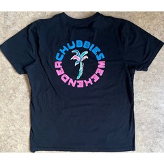 Chubbies Weekender Graphic T-Shirt Mens Large Black Neon Palm Tree Short Sleeve