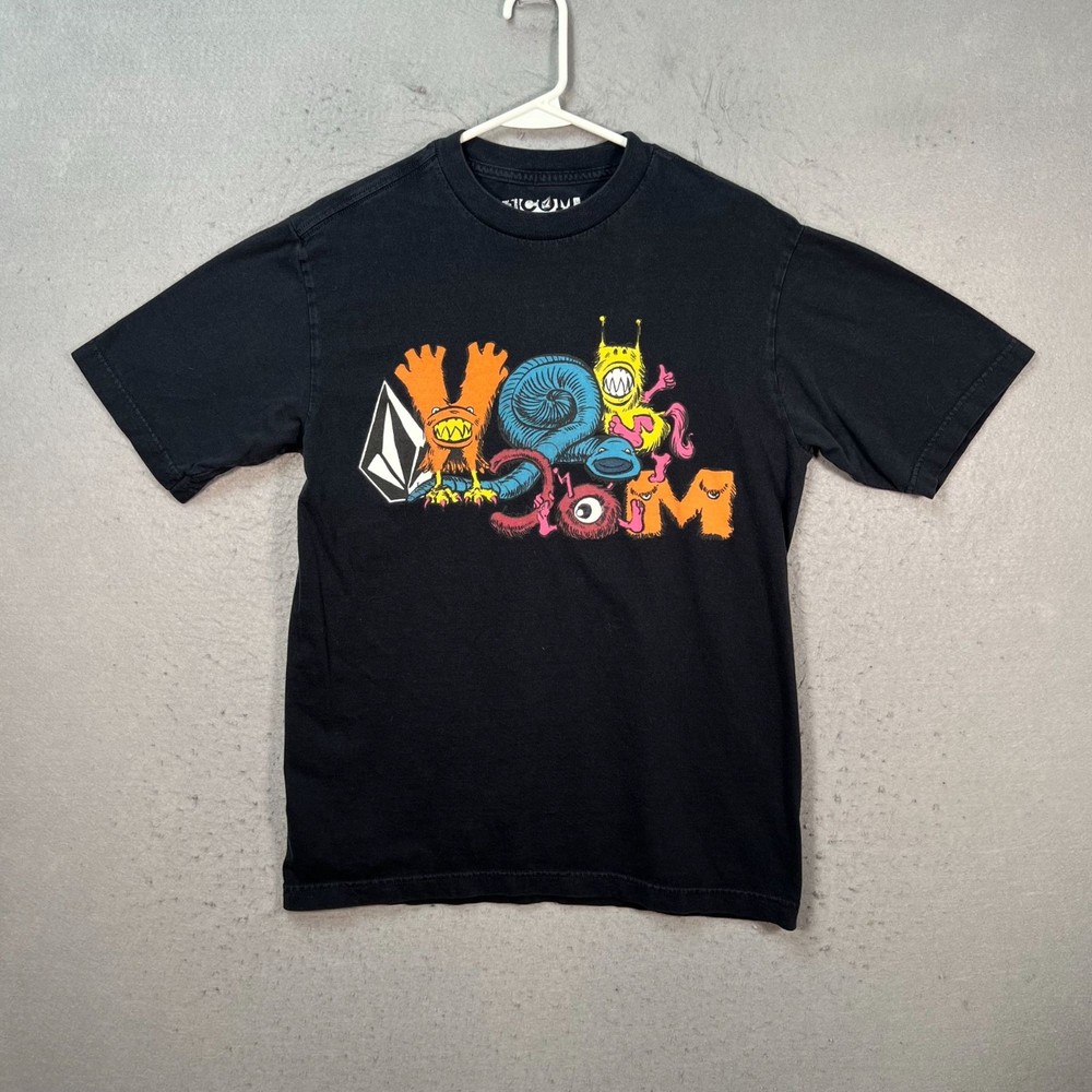 Volcom Mens Size Medium Black Graphic T Shirt Vibrant Monster Design