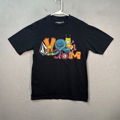 Volcom Mens Size Medium Black Graphic T Shirt Vibrant Monster Design