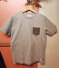 HARRIS TWEED MEN’S Gray T-SHIRT w/ Pocket (Japan Size: M / US Size: S) EXCELLENT