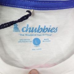 Chubbies Shirt Mens Large White Neon Dream Palm Tree Beach Short Sleeve Tee NEW