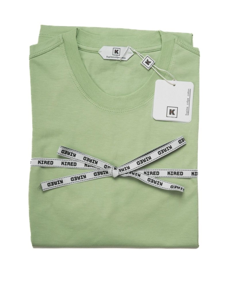 Kired by Kiton Light Green Supima Crepe Cotton Short Sleeve T-Shirt S (48 IT)