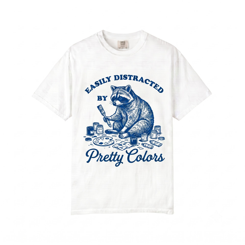 Funny Raccoon Art Teacher T Shirt Pretty Colors Painting Gift For Creative Women